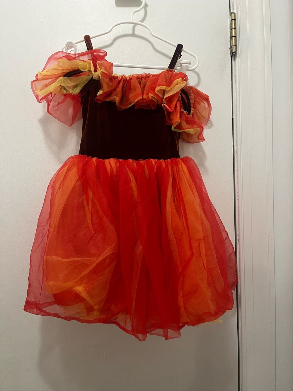 Source Unknown Red and Orange Flame Tulle Costume Dress